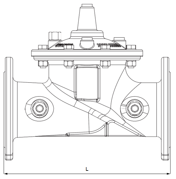 Reduced bore valve — face-to-face dimension L (side view)